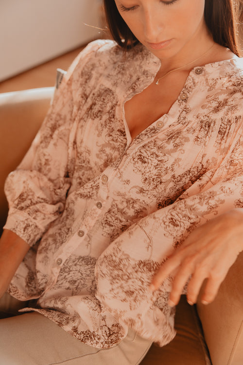 Herazai I Luna Blouse I Long sleeve flower pattern blouse